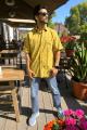 Artsy Yellow Handblock Mens Shirt